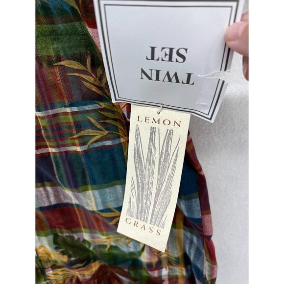 Women's Lemon Grass Plaid Blouse Short Sleeve Size Medium NWT Vintage Cottage - Picture 3 of 7